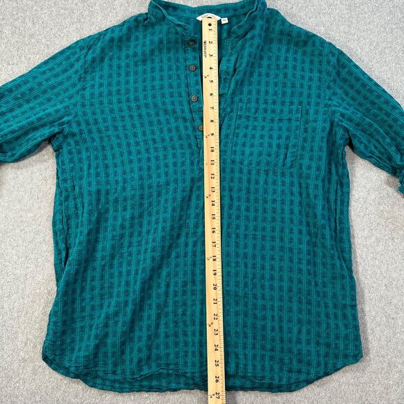 INDUS ROUTE Kurta Tunic Shirt Men's XXL Teal Blue Roll Sleeve - Picture 5 of 9